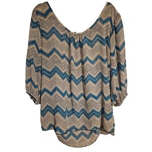 Heartsoul Plus Chevron Aztec Flowy Top